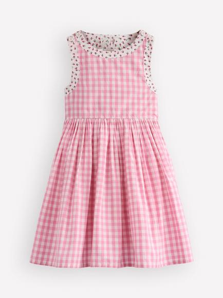 Mini Boden Kids' Harlow Sleeveless Gingham Dress, Sunray, Sunray