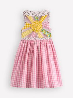 Mini Boden Kids' Harlow Sleeveless Gingham Dress, Sunray - view 2, Sunray