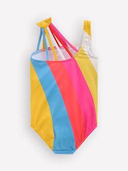 Mini Boden Kids' One Shoulder Swimsuit, Rainbow - view 2, Rainbow