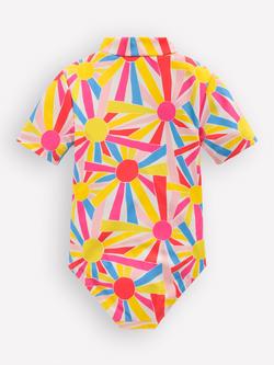 Mini Boden Kids' Short Sleeve UPF Swimsuit, Ivory Sunburst - view 2, Ivory Sunburst