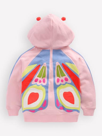 Mini Boden Kids' Relaxed Hoodie, Pink Butterfly - view 2, Pink Butterfly