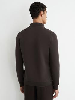 Reiss Freddie Hybrid Quilt Interlock Zip Jacket, Chocolate Brown - view 2, Chocolate Brown