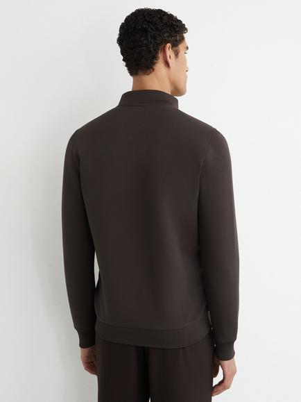 Reiss Freddie Hybrid Quilt Interlock Zip Jacket, Chocolate Brown - view 2, Chocolate Brown