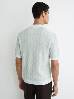 Reiss Johnny Wave Knit Cuban Collar Shirt, Soft Sage - view 2, Soft Sage
