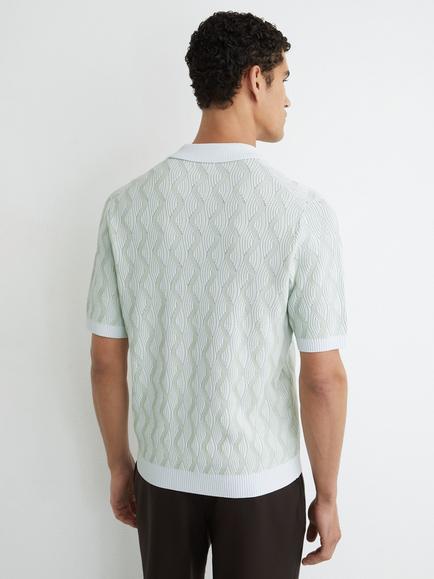 Reiss Johnny Wave Knit Cuban Collar Shirt, Soft Sage - view 2, Soft Sage