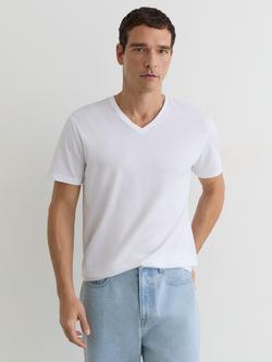 Reiss Dayton V-Neck Cotton T-Shirt, White, White