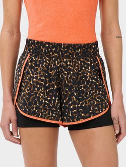 Sweaty Betty Get Set 2-in-1 Multi-Train Shorts, Brown Animal Print, Brown Animal Print