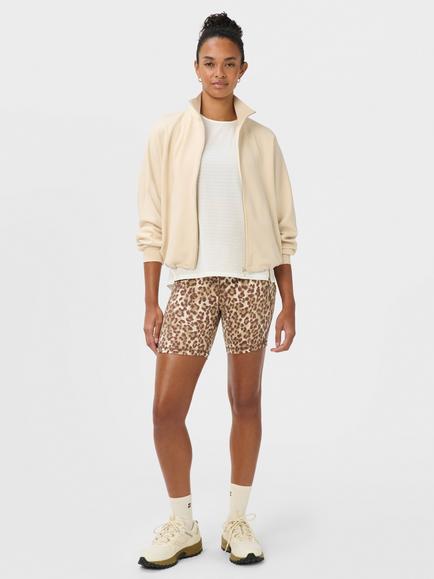 Sweaty Betty Power 6" Cycling Shorts, Beige Leopard Print - view 2, Beige Leopard Print