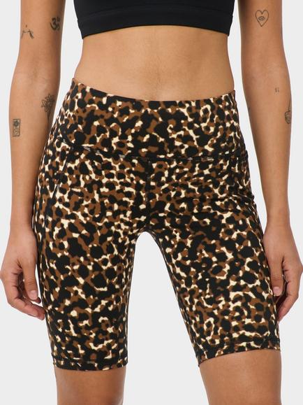 Sweaty Betty Power 9" Cycling Shorts, Brown Animal Print, Brown Animal Print