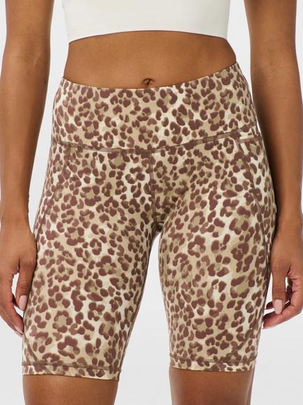 Sweaty Betty Power 9" Biker Shorts, Beige Ink Leopard Print