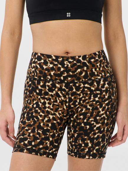 Sweaty Betty Power 6" Cycling Shorts, Brown Animal Print, Brown Animal Print