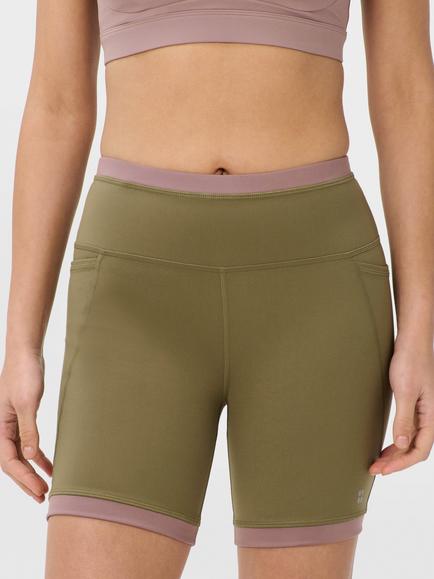 Sweaty Betty Power Colourblock 6" Shorts,  Khaki Brown/Duskberry Purple, Khaki Brown/Duskberry Purple