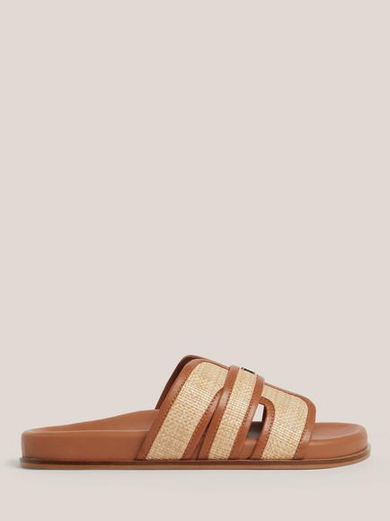 Hobbs Emma Raffia Slider Sandals, Beige, Beige