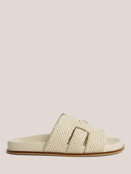 Hobbs Emma Woven Leather Slider Sandals, Beige, Beige