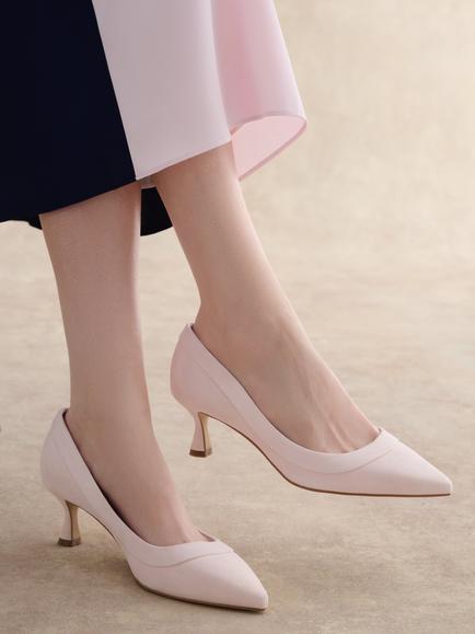 Hobbs Faye Suede Kitten Heel Court Shoes - view 2, Pink