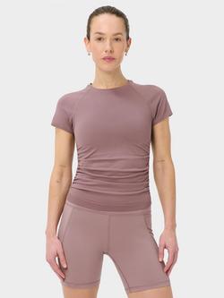 Sweaty Betty Athlete Crop Seamless Ruched T-Shirt, Duskberry Purple, Duskberry Purple