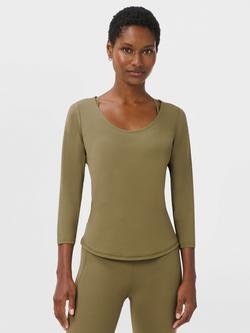 Sweaty Betty Ultimate Studio Yoga 3/4 Sleeve T-Shirt, Khaki Brown, Khaki Brown