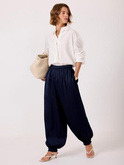 Mint Velvet Relaxed Balloon Trousers, Blue Navy, Blue Navy