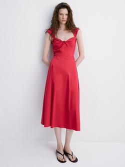Mango Knot Front Midi Dress, Red, Red