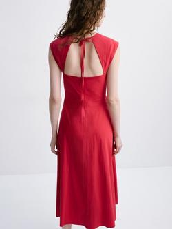 Mango Knot Front Midi Dress, Red - view 2, Red