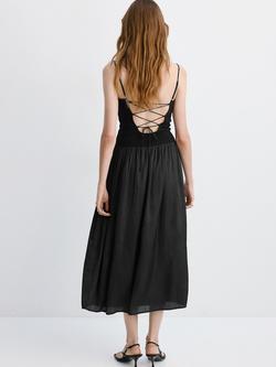 Mango Fit and Flare Lace Back Midi Dress, Black - view 2, Black