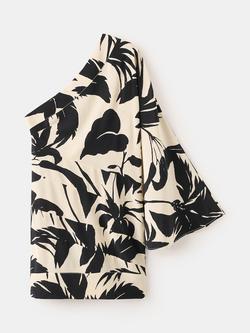 Mango Asymmetric One Shoulder Leaf Pattern Mini Dress, Raw, Raw