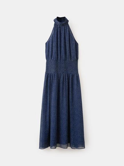 Mango Halterneck Polka Dot Mini Dress, Blue