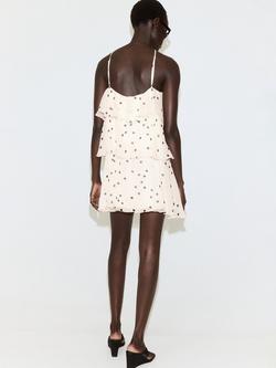 Mango Tiered Halter Neck Mini Dress, Raw - view 2, Raw
