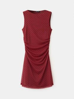 Mango Ruched Sleeveless Mini Dress, Red, Red