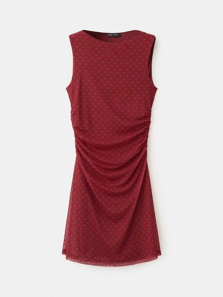Mango Ruched Sleeveless Mini Dress, Red, Red