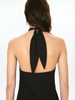 Mango Bodycon Crossover Halterneck Mini Dress, Black - view 2, Black