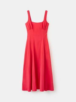 Mango Fit and Flare Square Neck Maxi Dress, Red, Red