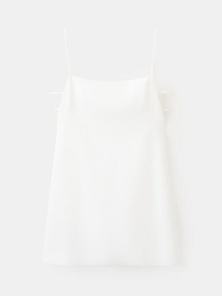Mango Fit and Flare Square Neck Mini Dress, White, White