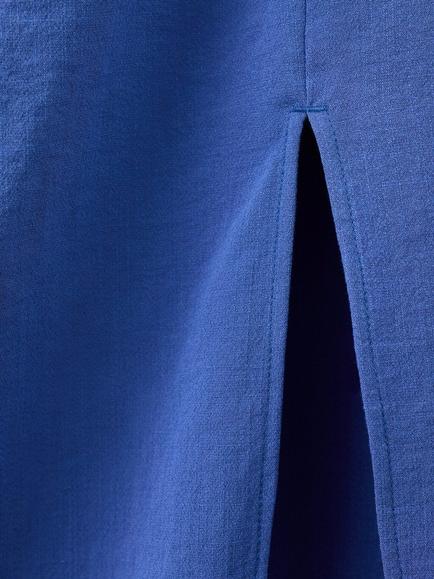 Mango Tailored Halterneck Ruched Midi Dress - view 2, Blue