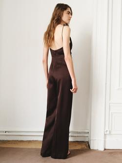 Mango Sleeveless V-Neck Wide Leg Jumpsuit, Chocolate - view 2, Chocolate