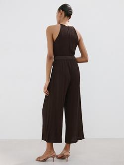 Mango Mono Halterneck Jumpsuit, Chocolate - view 2, Chocolate