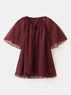 Mango Polka Dot Blouse, Garnet
