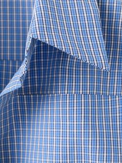 Mango Check Fitted Cropped Short Sleeve Shirt, Blue - view 2, Blue