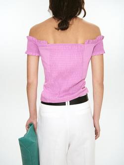 Mango Bardot Ruffle Blouse, Pink - view 2, Pink