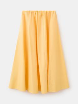Mango High Waist Gathered Midi Skirt, Yellow, Yellow