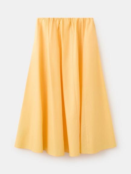 Mango High Waist Gathered Midi Skirt, Yellow, Yellow