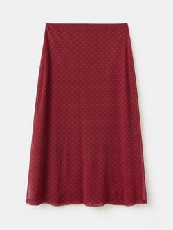 Mango Polka Dot A-Line Midi Skirt, Red, Red