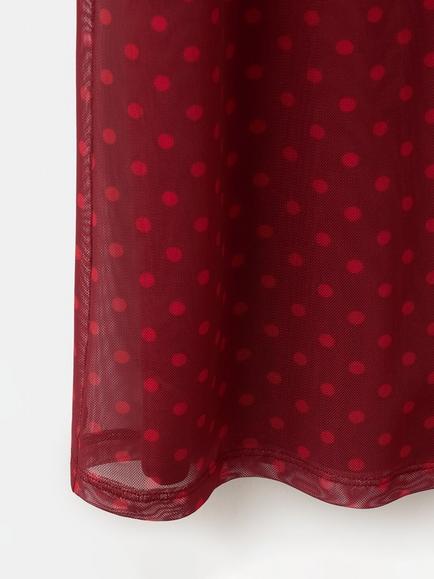 Mango Polka Dot A-Line Midi Skirt, Red - view 2, Red
