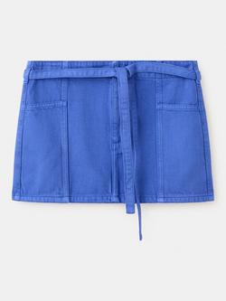 Mango Belted Mid Rise Denim Mini Skirt, Blue, Blue