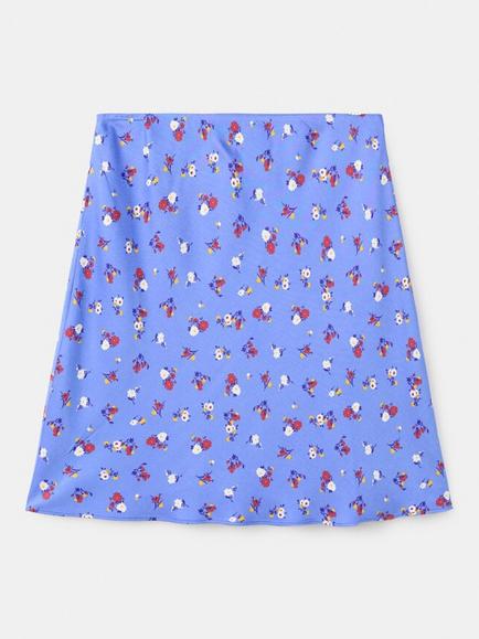 Mango Mid Rise A-Line Floral Mini Skirt, Sky Blue, Sky Blue