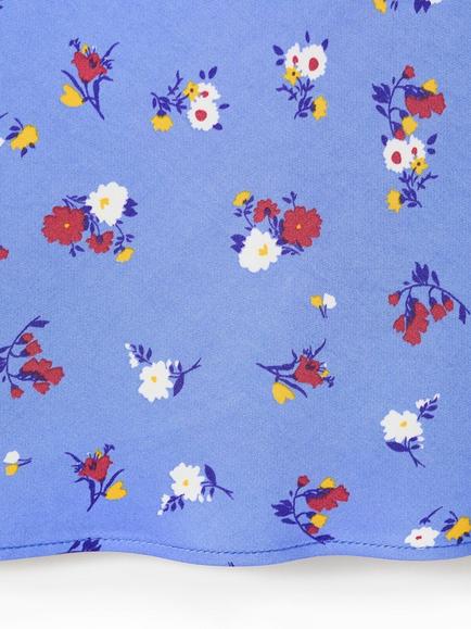 Mango Mid Rise A-Line Floral Mini Skirt, Sky Blue - view 2, Sky Blue