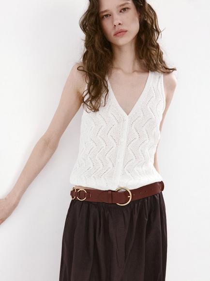 Mango V-Neck Jumper, Off White