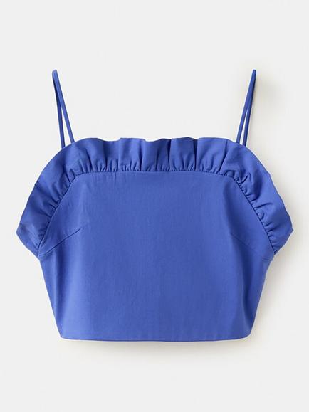 Mango Open Back Crop Top, Blue, Blue
