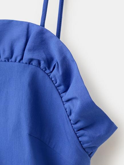 Mango Open Back Crop Top, Blue - view 2, Blue