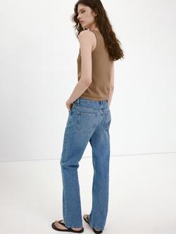 Mango Scoop Neck Embellished Trim Top, Caramel - view 2, Caramel